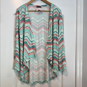 🔵 NWT Sheila Rose Multicolor Chevron Pattern Cardigan Size medium